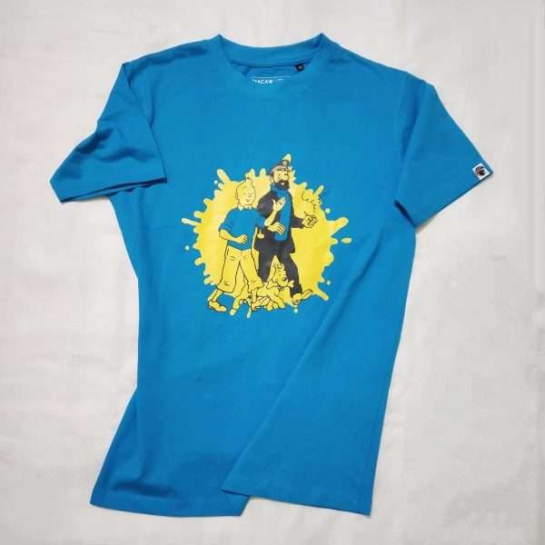 Tintin- Unisex T-shirt- Deep Sky Blue - Image 3