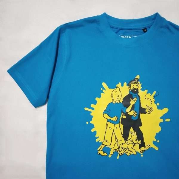 Tintin- Unisex T-shirt- Deep Sky Blue - Image 4