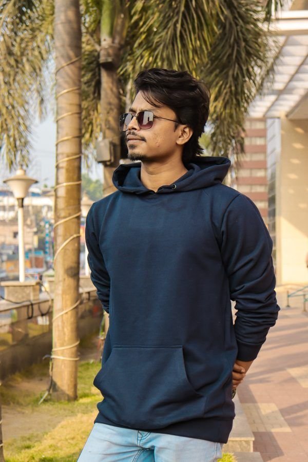 SOLID Navy Blue Hoodie - Image 2