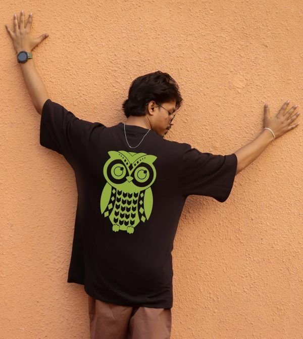 Pyacha, The Owl- Black Oversized T-Shirt - Image 3