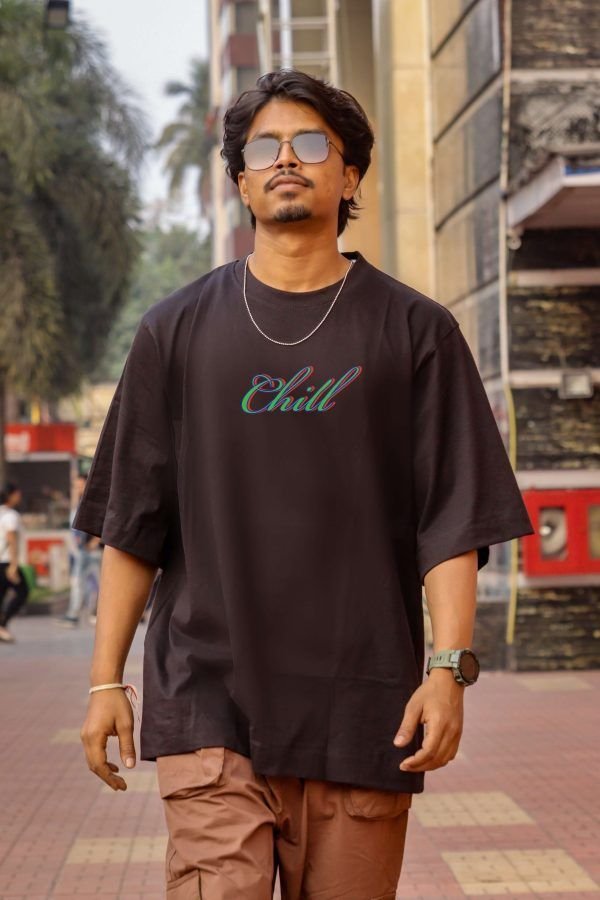 Chill Kinda Guy- Black Oversized T-Shirt - Image 3