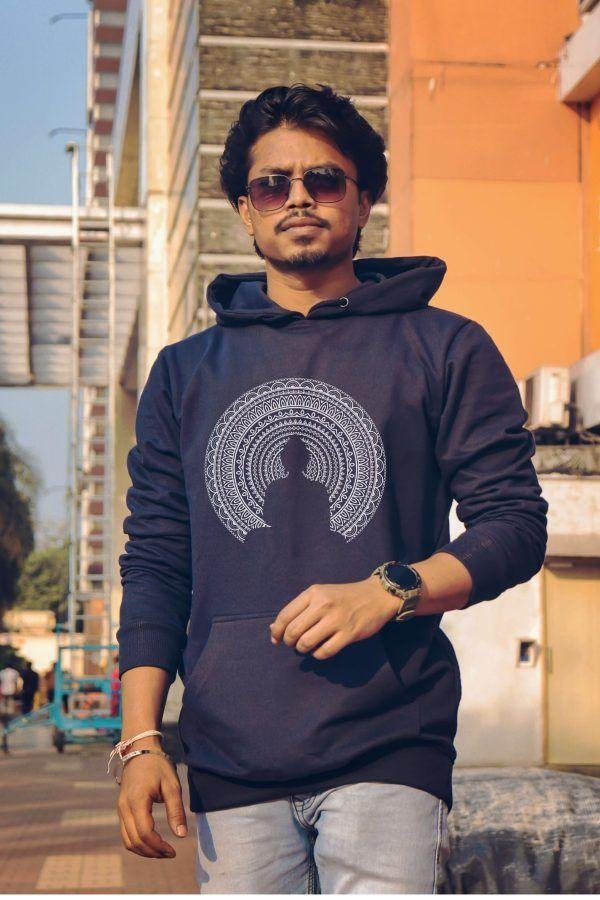 BUDDHA, MANDALA ART Hoodie- Navy Blue - Image 2