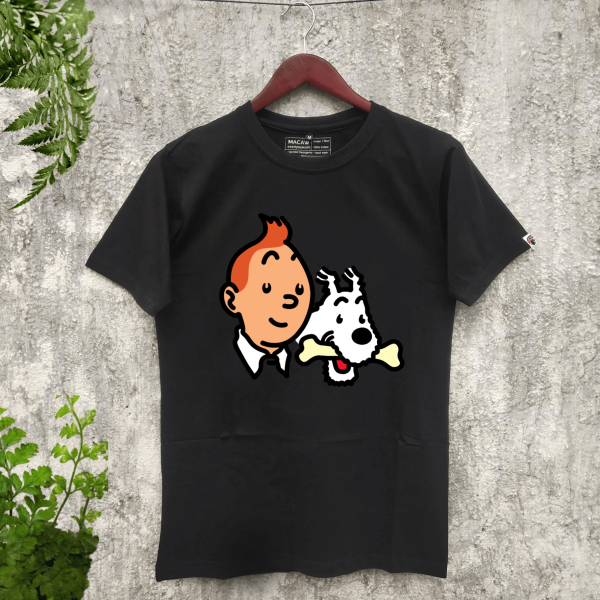 Tintin and Snowy- Graphic T-Shirt- Black