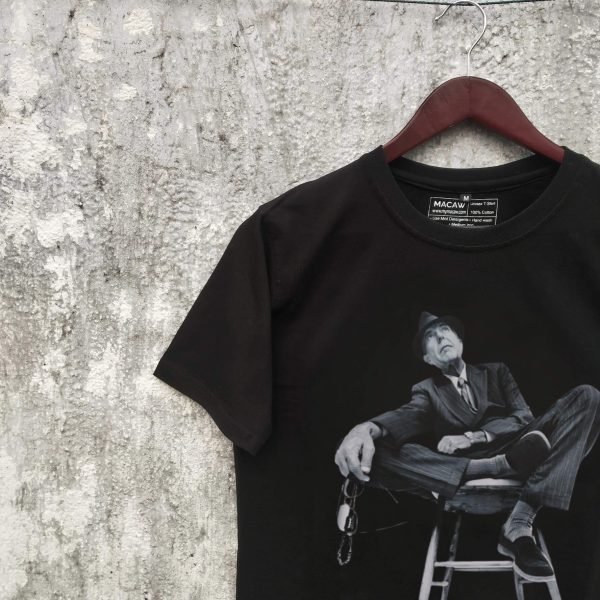 L. COHEN PORTRAIT_3 (HALLELUJAH) Graphic T-Shirt- Black - Image 2